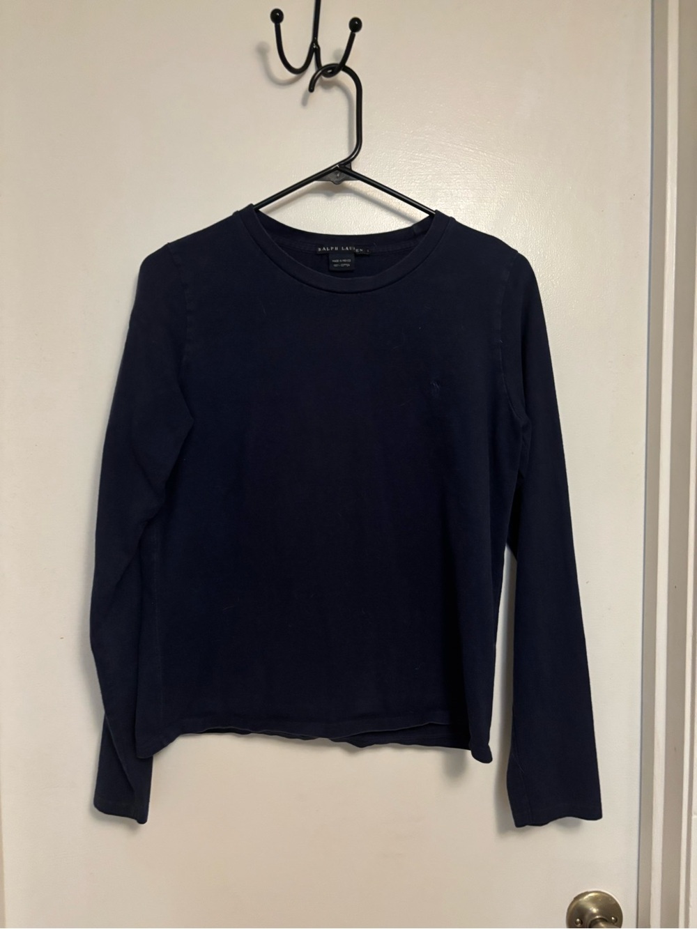 Ralph Lauren Navy Blue Long Sleeve Crewneck Top